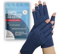 Dr. Arthritis Gants Arthrose, Gants de Compression Sans Doigts pour l’Arthrite - Pour Maladie de Raynaud pour Hommes & Femmes (Bleu Marine, Taille L, 1 Paire)