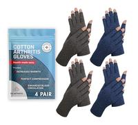 Dr. Arthritis Gants Arthrose, Gants de Compression Sans Doigts pour l’Arthrite - Pour Maladie de Raynaud pour Hommes & Femmes (Gris, Bleu Taille M, 4 Paires)