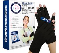 Dr. Arthritis Gants de Compression Conçus par des Médecins pour Femmes et Hommes, Gants Arthrose à Doigts Ouverts, Pour Arthrite, Canal Carpien, Dactylographie [S, Noir, 2 Paires]