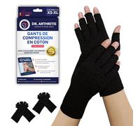 Dr. Arthritis Gants de Compression Conçus par des Médecins pour Femmes et Hommes, Gants Arthrose à Doigts Ouverts, Pour Arthrite, Canal Carpien, Dactylographie [M, Noir, 2 Paires]