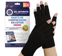 Dr. Arthritis Gants de Compression Conçus par des Médecins pour Femmes et Hommes, Gants Arthrose à Doigts Ouverts, Pour Arthrite, Canal Carpien, Dactylographie [M, Noir, 1 Paire]