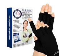 Dr. Arthritis Gants Mitaines pour Arthrose Infusée au Cuivre Homme et Femme - Gants de Compression pour Soulager les Douleurs aux Doigts Dues à la Maladie de Raynaud - (Noir, 2XL)