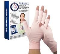 Dr. Arthritis Gants Mitaines pour Arthrose Infusée au Cuivre Homme et Femme - Gants de Compression pour Soulager les Douleurs aux Doigts Dues à la Maladie de Raynaud - [Paire - Taille 2XL- Rose]