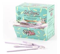 Dr. Bauer's Brosses à dents jetables avec dentifrice - paquet de 100 - brosse à dents de voyage écologique avec paille - pour dentistes, hôtels, camping - distributeur violet