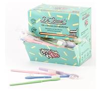 Dr. Bauer's Brosses à dents jetables avec dentifrice - paquet de 100 - brosse à dents de voyage écologique avec paille - pour dentistes, hôtels, camping - distributeur violet/vert/bleu/rouge