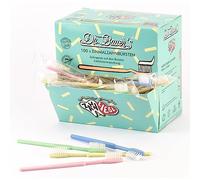 Dr. Bauer's Brosses à dents jetables avec dentifrice - paquet de 100 - brosse à dents de voyage écologique avec paille - pour dentistes, hôtels, camping - distributeur bleu/vert/jaune/rouge