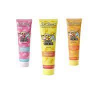 Dr. Bauer's Lovely Friends Édition préférée - Lot de 3 dentifrices pour enfants de 90 ml (licorne, flamant rose et jungle) | Fruité, scintillant et naturel pour le plaisir du brossage des dents