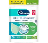 Dr. Beckmann - Lessive en feuilles Magiques L'ESSENTIELLE - Désinfectant Linge Pré-Dosé, Pratique et Léger - 100% Hydrosoluble - Produit Ménager Maison Facile à Utiliser - 80 Feuilles