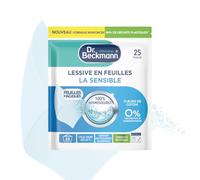 Dr.Beckmann – Lessive en feuilles La Sensible, pré-dosée 100% hydrosoluble, 25 feuilles