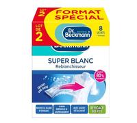 Dr. Beckmann Super Blanc Reblanchisseur Linge - Poudre Blanchissante en Sachets Pré-dosés - Ravive le Blanc, Élimine Grisaille & Jaunissement - 0% Eau de Javel, Dès 20°C - Textiles Blancs 8 x 40 g