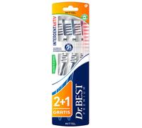 Dr.BEST Interdent Aktiv Brosse à Dents Moyen Pack (2 pièces + 1 pièce gratuite) pour un nettoyage en profondeur jusqu'aux espaces interdentaires