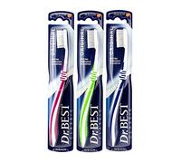Dr Best Original Lot de 3 brosses à dents classiques souples avec tête pivotante Couleurs assorties