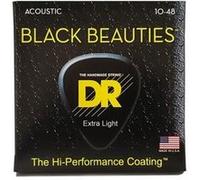 DR BKA-10 - Black Beauties - Black, jeu guitare acoustique, Extra Light 10-48 G