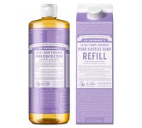 Dr. Bronner's Bouteille de savon liquide Pure-Castille et carton de recharge Fabriqu avec des huiles rgnratives certifies biologiques, 82