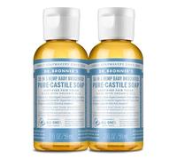 Dr. Bronner's Pure Castilla Savon Liquide (sans parfum bébé, 2 onces, 2 pièces) - Fabriqué à partir d'huiles organiques 18 en 1 Utilisation :