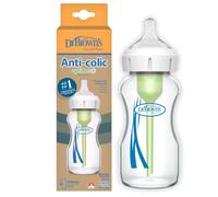 Dr. Brown’s Biberon en verre anti-colique 270 ml, col large, nouveau-né | Système anti-colique breveté