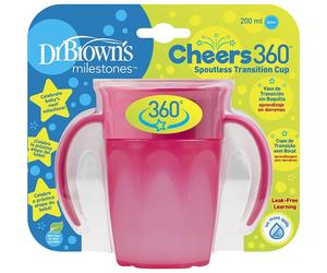 Dr Brown Verre 360 sans embout buccal rose 200ml