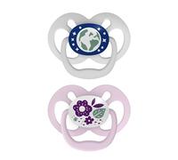 Dr. Brown's Advantage Lot de 2 tétines phosphorescentes pour bébé entièrement symétriques avec ampoule en silicone souple, violet nature, 6 à 18 m, sans BPA