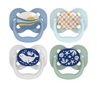 Dr. Brown's Advantage Lot de 4 tétines phosphorescentes pour bébé entièrement symétriques avec ampoule en silicone souple, bleu lever de soleil bleu océan, 0 à 6 mois, sans BPA