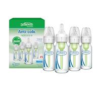 Dr. Brown's Anti-Colic Options+ Narrow Glass Baby Bottle with Level 1 Slow Flow Nipple, BPA-Free, 4 oz/120mL, 4-Pack