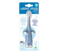 Dr. Brown's Brosse à dents pour bébés de 0 à 3 ans en forme d'éléphant - Filaments extra doux - Manche facile à saisir pour petits bricoleurs - Sans BPA - Bleu