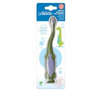 Dr. Brown's Brosse à dents pour enfants de 1 à 4 ans en forme de dinosaure - Filaments doux et résistants - Manche ergonomique facile à prendre en main et ventouse à la base - Sans BPA