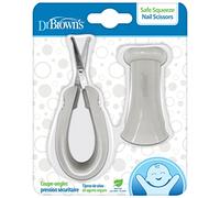 Dr. Brown's Ciseaux coupe-ongles pour bébés avec sécurité - Pointes arrondies et manche en silicone antidérapant - Avec étui de protection - Sans BPA