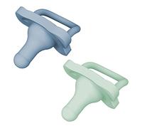 Dr. Brown's HappyPaci Lot de 2 tétines pour bébé 100% silicone, design profilé, 0 à 6 m, sans BPA, bleu et vert