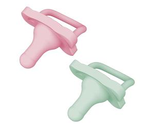Dr. Brown's HappyPaci Lot de 2 tétines pour bébé 100% silicone, design profilé, 0 à 6 m, sans BPA, rose et vert