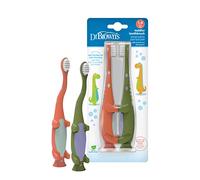 Dr. Brown's Lot de 2 brosses à dents pour tout-petits, dinosaure, vert et orange