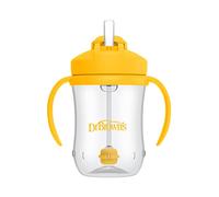 Dr. Brown's Milestones Baby First Straw Cup Gobelet d'entraînement avec paille lestée 270 ml Jaune vintage sans BPA à partir de 6 mois