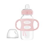 Dr. Brown's Milestones Bouteille à col large avec poignées 100% silicone, bouteille facile à prendre en main avec bec verseur souple, 270 ml, 6 mois et plus, rose clair, sans BPA