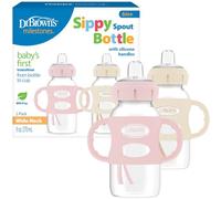 Dr. Brown's Milestones Lot de 2 bouteilles à bec large avec poignées en silicone, 255,1 g + rose clair et écru