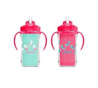 Dr. Brown's Milestones Lot de 2 gobelets isothermes avec paille et poignées - Rose - 283,5 g - 12 m +