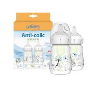 Dr. Brown's Natural Flow Anti-Colic Options+ Biberons à col large Édition Designer, Jungle Decos, 5oz/150 ml, niveau 1, lot de 2, 0 mois et plus