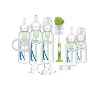 Dr. Brown's Natural Flow® Anti-Colic Options+™ Coffret cadeau avec bec verseur en silicone souple, poignées amovibles en silicone, bouchon de voyage et brosse à biberon