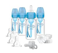 Dr. Brown's Natural Flow Anti-Colic Options + Tire-lait étroit à biberon avec tétines à faible débit, bouchons de voyage pour bébé et tétine HappyPaci 100% silicone, bleu