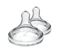 Dr. Brown's Natural Flow Level 2 Lot de 2 tétines en silicone à col large pour biberon à débit moyen 3 mois et plus, 100% silicone