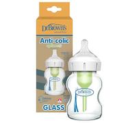 Dr. Brown's Natural Flow Options+ Biberon en verre anti-colique, col large, 150 ml