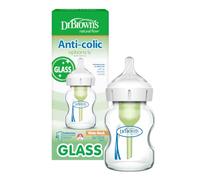 Dr. Brown's Natural Flow Options+ Biberon en verre anti-colique, col large, 150 ml