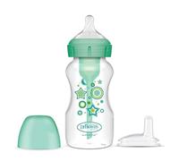 Dr. Brown's Natural Flow Options+ Kit de Transición 2 en 1 del Biberón al Vasito, Verde (Green), 270 ml