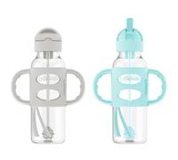 Dr. Brown's Sippy Lot de 2 bouteilles à paille avec poignées en silicone Gris/vert 236,8 g