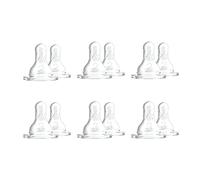 Dr. Brown's Tétines en silicone pour biberon de niveau 2 et niveau 3, débit moyen-rapide, 6 m +, 100 % silicone, lot de 6