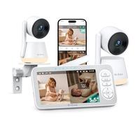 Dr.Care Babyphone Camera WiFi 2K, 2 caméras, écran 5,5", App & Mode privé | Batterie amovible 5000mAh, alertes mouvement/son, portée 390m, vision nocturne HD, Suivi personnes, Veilleuse, LumiView Plus