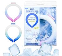 Dr Chilly Anneau de glace, tube de refroidissement pour le cou, refroidissement mains libres, gel à congélation rapide, refroidisseur portable pour temps chaud, réutilisable, ajustement réglable (rose
