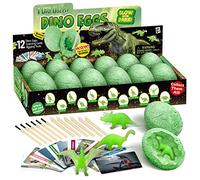 Dr.Daz - Oeufs de Dinosaure Fluorescent Kit de Fouille 12 Pack, Découvrez 12 Dinos Différents, œuf de Dino Jouet D'archéologie Fête de Pâques Jouets STEM Jouets éducatifs pour Enfants
