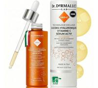Dr. Dermaluci Lab Sérum Visage Anti-Âge 5 Acides Hyaluroniques 100ml BIO - Anti-Rides, Éclat, Repulpant - Vitamine C, Niacinamide, Hexapeptide, Rose Damascena - AIAB Made in Italy