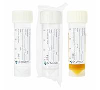 Dr. Deutsch Lot de 30 flacons d'échantillons d'urine de 30 ml, emballés individuellement et 100 % stériles, récipients gradués étanches avec couvercle à vis et étiquette pré-imprimée de style hôpital