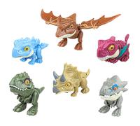 DR DINGUS Jurassic Dinosaur Chomp Champs - Pack de 6 - Emballage cadeau ducatif - Mini figurines de dinosaures Toy Squad - Jaws Snap et Tails Wa