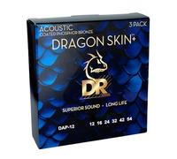 DR Dragon Skin+ Lot de 3 cordes pour guitare acoustique Bronze phosphore - Light 12-54